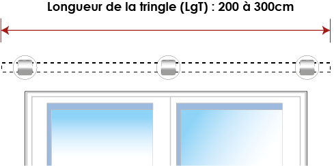 Tringle à rideau de 200 cm à 300 cm